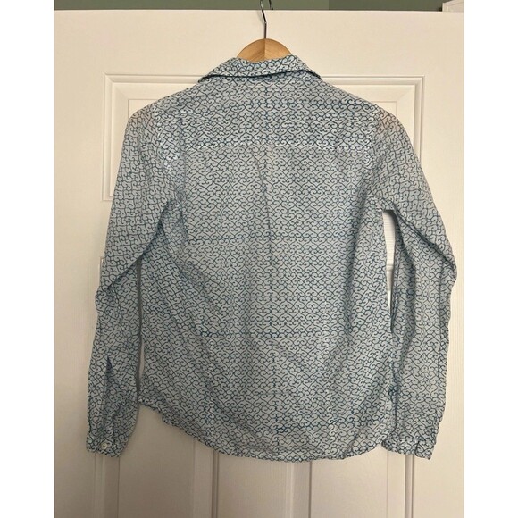 Roberta Roller Rabbit Women’s Blouse Size Small Sheer Blue White Boho - Picture 7 of 9